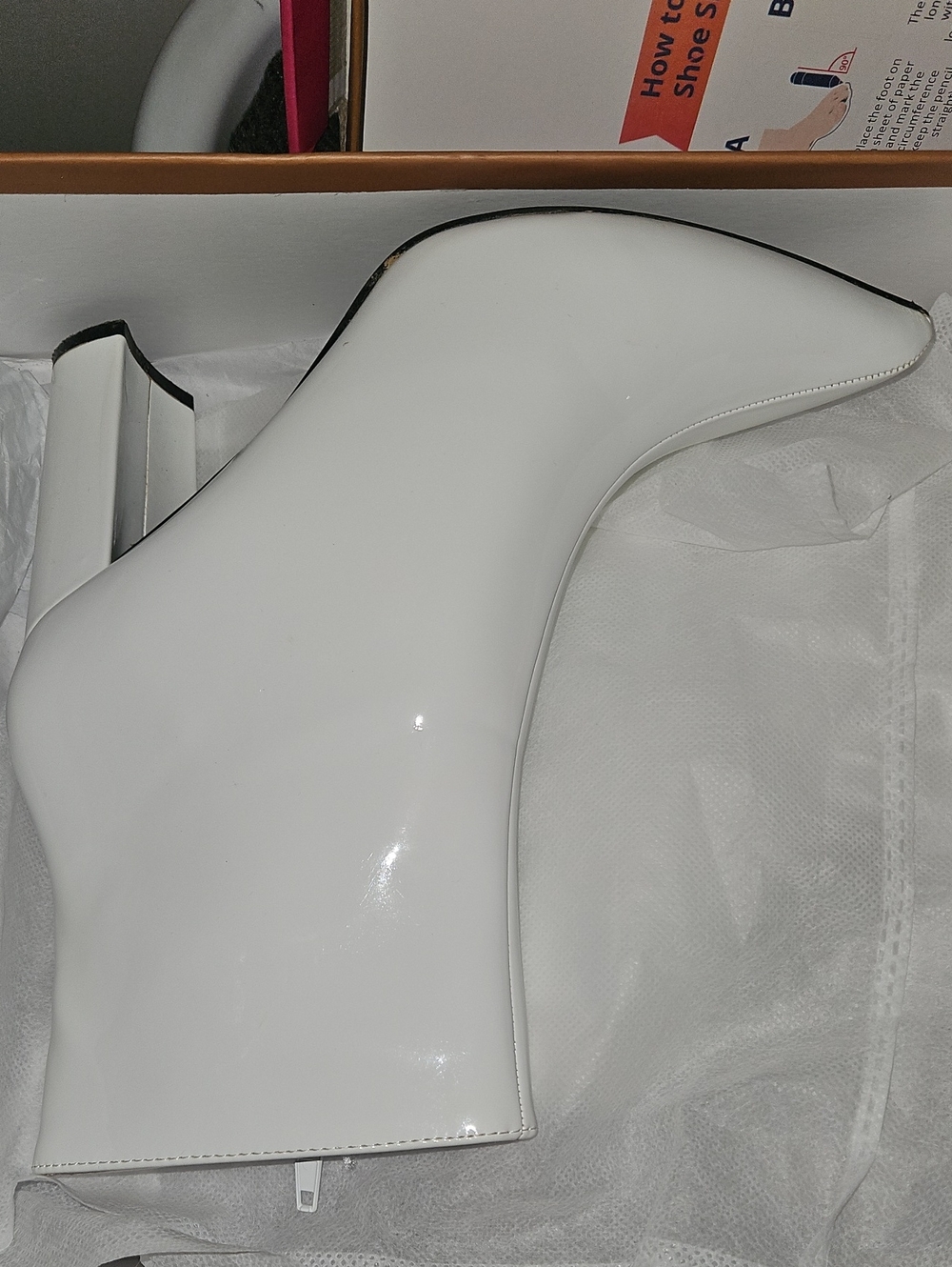 Perphy White Patent Leather High Heel Ankle Boot